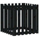 Garden Planter with Fence Design Black 70x70x70 cm Solid Wood Pine 832464