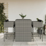 5 Piece Garden Bar Set with Cushions Grey Poly Rattan 3203943