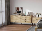 Bedroom Chest of Drawers, 6 Drawer Dresser, Sideboard Cabinet with Zigzag Design and Metal Base, T3398P547929