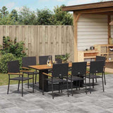 Garden Dining Set 9 pcs Black and Brown Poly Rattan 3365432
