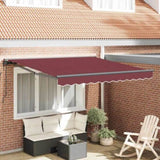Retractable Awning Burgundy 300 x 250 cm Polyester and Metal 3329956