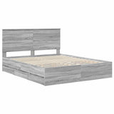 Bed Frame with Drawer Grey Sonoma 160 x 200 cm Engineer Wood 3411101