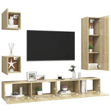 5 Piece TV Cabinet Set Sonoma Oak Engineered Wood 3079012