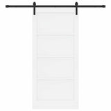 Sliding Door White and Black 93 x 202 cm Solid Pine Wood 3333207