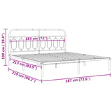 Metal Bed Frame without Mattress with Headboard White 183x213cm 377171