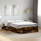 Bed Frame Smoked Oak Engineered Wood Double Bed Frame 3280402