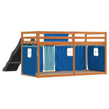 Bunk Bed without Mattress with Slide and Curtains Blue 90x200 cm 3284114