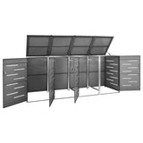 Quadruple Wheelie Bin Shed 276.5x77.5x115 cm Stainless Steel 149557