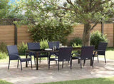 Garden Dining Set 7 pcs Black Powder-Coated Steel 3379406