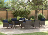 Garden Dining Set with Cushion 7 pcs Grey Poly Rattan 3380195