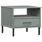 Bedside Table with Metal Legs Grey Solid Wood Pine OSLO 351031