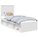 Bed Frame with Headboard White 75 x 190 cm Solid Pine Wood 3411073