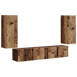 TV Wall Cabinet Set Wall-mounted 4 pcs Old Wood Engineered Wood 3408923