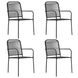 Garden Dining Set Black Powder-coated steel, glass, cotton rope 3060208