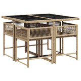 5 Piece Garden Dining Set with Cushions Beige Poly Rattan 3211438