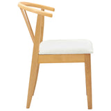 Dining Chair 2 pcs Natural and White Solid Rubberwood 42020401