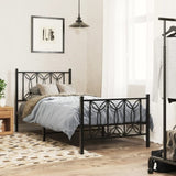 Metal Bed Frame without Mattress with Footboard Black 90x200cm 376139