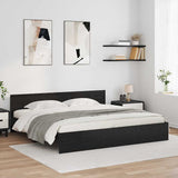 Bed Frame with Headboard Black Oak 200 x 200 cm Engineered Wood 3403603