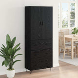 Highboard with Drawer 2 pcs Black Oak Engineered Wood and Glass 3416232