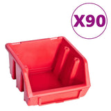 ZNTS 96 Piece Storage Bin Kit with Wall Panels Red and Black 150806