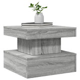 Coffee Table with LED Lights Grey Sonoma 50x50x40 cm 839845