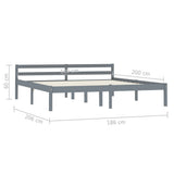 Bed Frame Grey Solid Pine Wood, Plywood Super King Durable 283201