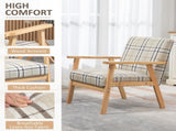 Modern One Seater Sofa for Living Room, Linen Fabric Small Couch with Rubber Wood Frame, Armrests, T3398P341261