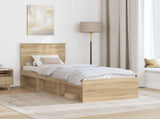 Bed Frame with Headboard Sonoma Oak 75 x 190 cm Solid Pine Wood 3410665