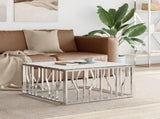 Coffee Table Silver 80x80x40 cm Stainless Steel and Glass 350059