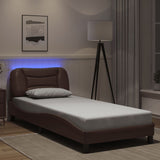 Bed Frame with LED without Mattress "Hvar" Brown 80x200 cm 3213894