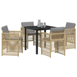 Garden Dining Set 5 pcs Beige Powder-Coated Steel 3380669