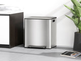 60L Dual Compartment Stainless Steel Bin, with Deodoriser Holders - Silver Tone T3398P343445