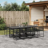 9 Piece Garden Dining Set Black Poly Rattan 3295050