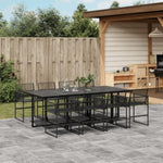 ZNTS 9 Piece Garden Dining Set Black Poly Rattan 3295050