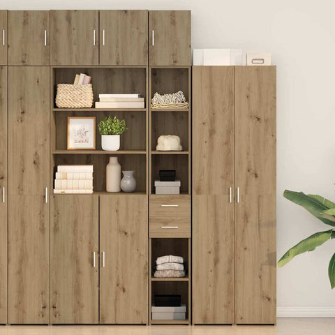 Slim Storage Cabinet with Drawer Artisan oak 30 x 42.5 x 225 cm 3365641