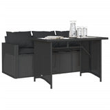 2 Piece Garden Dining Set with Cushions Black Poly Rattan 366329