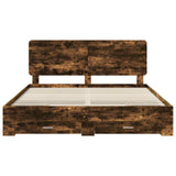 Bed Frame with Drawer Smoked Oak 180 x 200 cm Engineered Wood 3412753