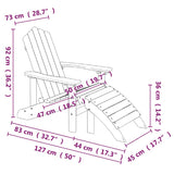 Garden Adirondack Chair with Footstool HDPE White 318645