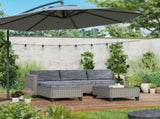 5-Piece Rattan Patio Furniture Set with Corner Sofa, Footstools, Coffee Table, for Poolside, Dark T3398P318600