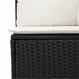 5 Piece Garden Sofa Set with Cushions Black Poly Rattan Acacia 3327479