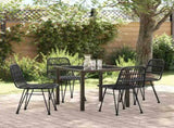 Garden Dining Set 5 pcs Black Powder-Coated Steel 3379199