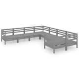 8 Piece Garden Lounge Set Solid Wood Pine Grey 3083246