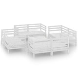 9 Piece Garden Lounge Set White Solid Pinewood 3082433