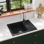 ZNTS Kitchen Sink with Overflow Hole Oval Black Granite 147101
