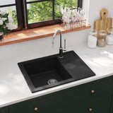 ZNTS Kitchen Sink with Overflow Hole Oval Black Granite 147101