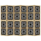 Room Divider 6 Panels Brown and Black Solid Wood Paulownia 358810