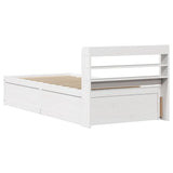 Bed Frame with Headboard White 75x190 cm Small Single Solid Wood Pine 3307108
