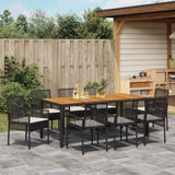 Garden Dining Set 9 pcs Black Poly rattan 3334906