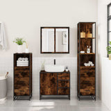 4 Piece Bathroom Furniture Set Smoked Oak Engineered Wood 3301257
