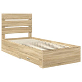 Bed Frame Sonoma Oak and Silver 75 x 190 cm Engineered Wood 3412029
